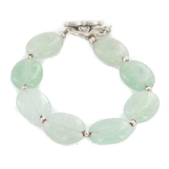 Certified Authentic Nickel Navajo Natural Green Quartz Native American Bracelet 13039-3