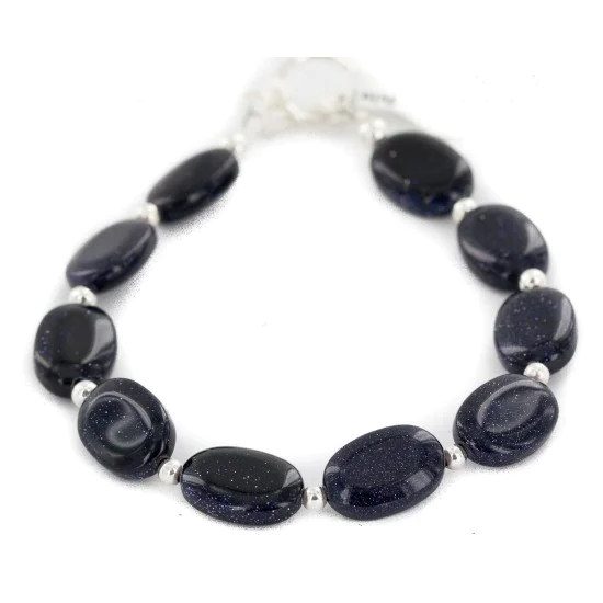 Certified Authentic Nickel Navajo Natural Purple Goldstone Native American Bracelet 13039-8