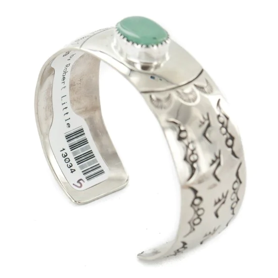 Bear Paw Navajo Handmade Nickel Certified Authentic Natural Turquoise Native American Bracelet 13034-5 Bear Paw Navajo Handmade Nickel Certified Authentic Natural Turquoise Native American Bracelet 13034-5