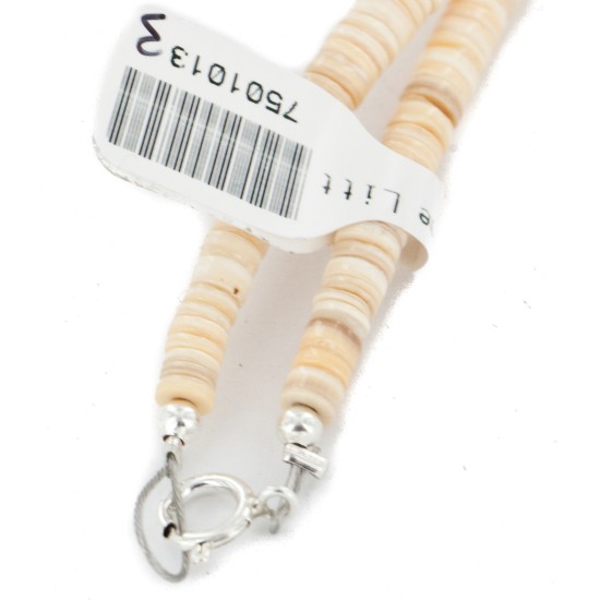 Certified Authentic .925 Sterling Silver Navajo Natural Graduated Melon Shell and Turquoise Native American Necklace 7501013-3 Certified Authentic .925 Sterling Silver Navajo Natural Graduated Melon Shell and Turquoise Native American Necklace 7501013-3