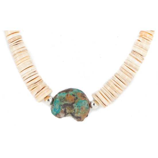 Certified Authentic Navajo .925 Sterling Silver Natural Graduated Melon Shell Turquoise Native American Necklace 7501013-2 Certified Authentic Navajo .925 Sterling Silver Natural Graduated Melon Shell Turquoise Native American Necklace 7501013-2