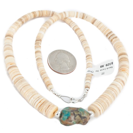 Certified Authentic Navajo .925 Sterling Silver Natural Graduated Melon Shell Turquoise Native American Necklace 7501013-2 Certified Authentic Navajo .925 Sterling Silver Natural Graduated Melon Shell Turquoise Native American Necklace 7501013-2