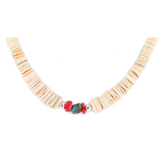 Certified Authentic Navajo .925 Sterling Silver Natural Graduated Melon Shell Turquoise Coral Native American Necklace 7501014-1 Certified Authentic Navajo .925 Sterling Silver Natural Graduated Melon Shell Turquoise Coral Native American Necklace 7501014-1
