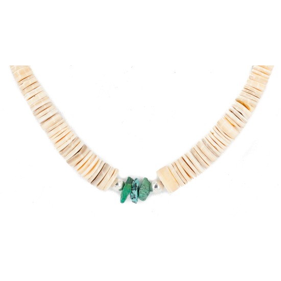 Certified Authentic Navajo .925 Sterling Silver Natural Graduated Melon Shell Turquoise Native American Necklace 7501014-2 Certified Authentic Navajo .925 Sterling Silver Natural Graduated Melon Shell Turquoise Native American Necklace 7501014-2