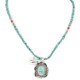 .925 Sterling Silver Certified Authentic Navajo Turquoise Coral Native American Necklace 14764-4-15360