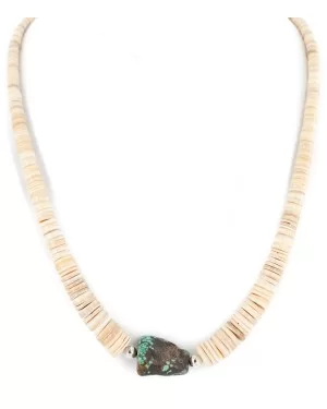 Certified Authentic Navajo .925 Sterling Silver Natural Graduated Melon Shell Turquoise Native American Necklace 7501013-1 Certified Authentic Navajo .925 Sterling Silver Natural Graduated Melon Shell Turquoise Native American Necklace 7501013-1