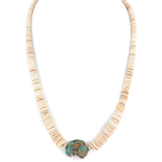 Certified Authentic Navajo .925 Sterling Silver Natural Graduated Melon Shell Turquoise Native American Necklace 7501013-2 Certified Authentic Navajo .925 Sterling Silver Natural Graduated Melon Shell Turquoise Native American Necklace 7501013-2