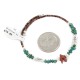 Certified Authentic Navajo Natural Turquoise Red Jasper Heishi Adjustable Wrap Native American Bracelet 13049-4