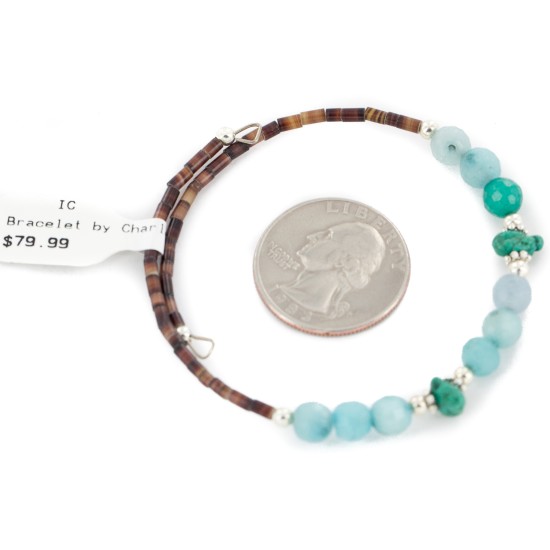 Certified Authentic Navajo Natural Turquoise Blue Quartz Heishi Adjustable Wrap Native American Bracelet 13049-2 Certified Authentic Navajo Natural Turquoise Blue Quartz Heishi Adjustable Wrap Native American Bracelet 13049-2