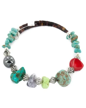 Certified Authentic Navajo Natural Coral Hematite Gaspeite Heishi Adjustable Wrap Native American Bracelet 13049-12 Certified Authentic Navajo Natural Coral Hematite Gaspeite Heishi Adjustable Wrap Native American Bracelet 13049-12