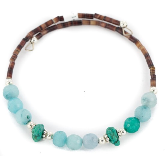 Certified Authentic Navajo Natural Turquoise Blue Quartz Heishi Adjustable Wrap Native American Bracelet 13049-2 Certified Authentic Navajo Natural Turquoise Blue Quartz Heishi Adjustable Wrap Native American Bracelet 13049-2