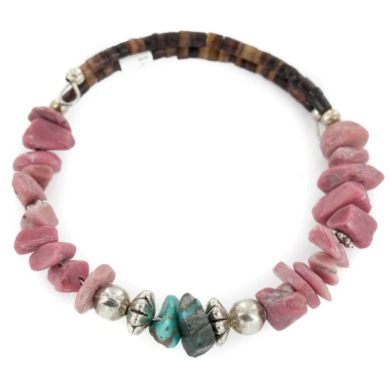 Navajo Natural Turquoise Charoite Heishi Adjustable Wrap Bracelet 13049-5