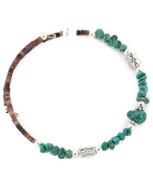 Certified Authentic Navajo Natural Turquoise Heishi Adjustable Wrap Native American Bracelet 13049-16 Certified Authentic Navajo Natural Turquoise Heishi Adjustable Wrap Native American Bracelet 13049-16