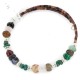 Certified Authentic Navajo Natural Turquoise Malachite Quartz Heishi Adjustable Wrap Native American Bracelet 13049-17