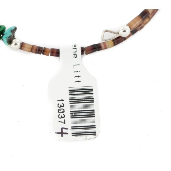 Certified Authentic Navajo Natural Turquoise Gaspeite Heishi Adjustable Wrap Native American Bracelet 13037-4