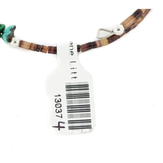 Certified Authentic Navajo Natural Turquoise Gaspeite Heishi Adjustable Wrap Native American Bracelet 13037-4