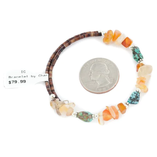 Navajo Natural Turquoise Carnelian Heishi Adjustable Wrap Bracelet 13037-12 Navajo Natural Turquoise Carnelian Heishi Adjustable Wrap Bracelet 13037-12