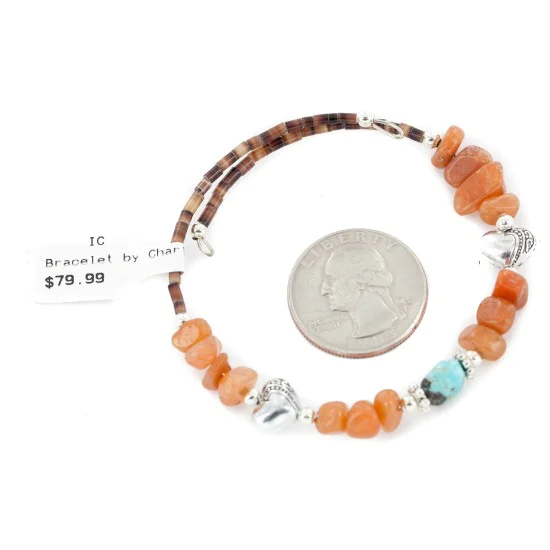 Certified Authentic Navajo Natural Turquoise Agate Heishi Adjustable Wrap Native American Bracelet 13037-11 Certified Authentic Navajo Natural Turquoise Agate Heishi Adjustable Wrap Native American Bracelet 13037-11