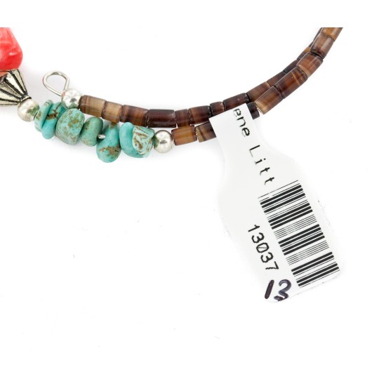 Certified Authentic Navajo Natural Turquoise Coral Heishi Adjustable Wrap Native American Bracelet 13037-13 Certified Authentic Navajo Natural Turquoise Coral Heishi Adjustable Wrap Native American Bracelet 13037-13