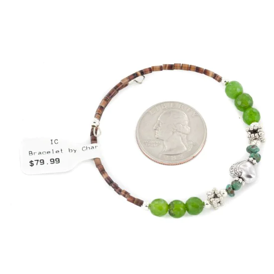 Certified Authentic Navajo Natural Turquoise Green Quartz Heishi Adjustable Wrap Native American Bracelet 13037-1 Certified Authentic Navajo Natural Turquoise Green Quartz Heishi Adjustable Wrap Native American Bracelet 13037-1