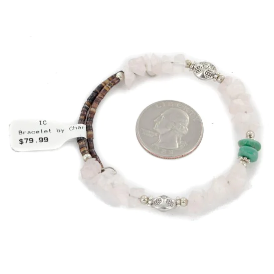 Certified Authentic Navajo Natural Turquoise Pink Quartz Heishi Adjustable Wrap Native American Bracelet 13037-3 Certified Authentic Navajo Natural Turquoise Pink Quartz Heishi Adjustable Wrap Native American Bracelet 13037-3