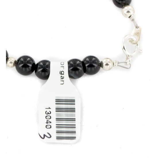 Certified Authentic .925 Sterling Silver Navajo Natural Black Agate Native American Bracelet 13040-3 Certified Authentic .925 Sterling Silver Navajo Natural Black Agate Native American Bracelet 13040-3