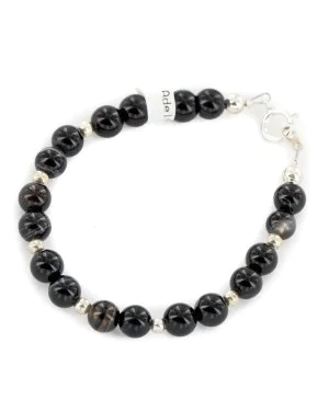 Certified Authentic .925 Sterling Silver Navajo Natural Black Agate Native American Bracelet 13040-3 Certified Authentic .925 Sterling Silver Navajo Natural Black Agate Native American Bracelet 13040-3