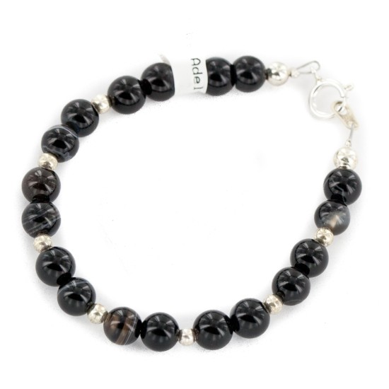 Certified Authentic .925 Sterling Silver Navajo Natural Black Agate Native American Bracelet 13040-3 Certified Authentic .925 Sterling Silver Navajo Natural Black Agate Native American Bracelet 13040-3