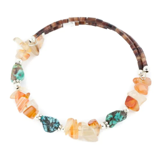 Navajo Natural Turquoise Carnelian Heishi Adjustable Wrap Bracelet 13037-12 Navajo Natural Turquoise Carnelian Heishi Adjustable Wrap Bracelet 13037-12