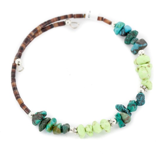 Certified Authentic Navajo Natural Turquoise Gaspeite Heishi Adjustable Wrap Native American Bracelet 13037-7 Certified Authentic Navajo Natural Turquoise Gaspeite Heishi Adjustable Wrap Native American Bracelet 13037-7