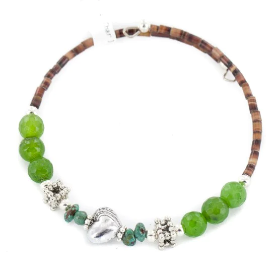Certified Authentic Navajo Natural Turquoise Green Quartz Heishi Adjustable Wrap Native American Bracelet 13037-1 Certified Authentic Navajo Natural Turquoise Green Quartz Heishi Adjustable Wrap Native American Bracelet 13037-1