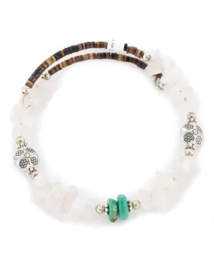 Certified Authentic Navajo Natural Turquoise Pink Quartz Heishi Adjustable Wrap Native American Bracelet 13037-3 Certified Authentic Navajo Natural Turquoise Pink Quartz Heishi Adjustable Wrap Native American Bracelet 13037-3