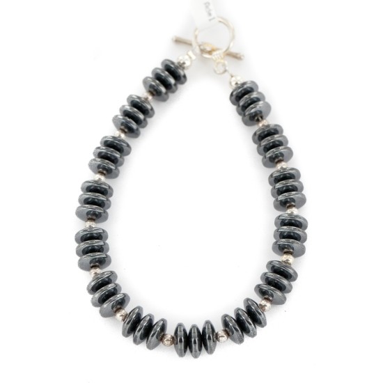 Certified Authentic Nickel Navajo Natural Hematite Native American Bracelet 13038-3 Certified Authentic Nickel Navajo Natural Hematite Native American Bracelet 13038-3