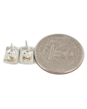 Handmade Kachina Certified Authentic Hopi .925 Sterling Silver Stud Native American Earrings 12854-4 Handmade Kachina Certified Authentic Hopi .925 Sterling Silver Stud Native American Earrings 12854-4