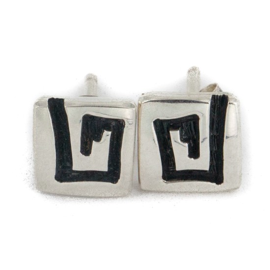 Handmade Certified Authentic Hopi .925 Sterling Silver Stud Native American Earrings  12854-6 All Products NB160208012310 12854-6 (by LomaSiiva)
