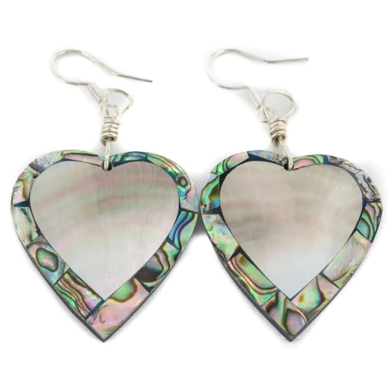 Inlay Heart Navajo Certified Authentic .925 Sterling Silver Hooks Natural Abalone Native American Dangle Earrings 18099-4 Inlay Heart Navajo Certified Authentic .925 Sterling Silver Hooks Natural Abalone Native American Dangle Earrings 18099-4