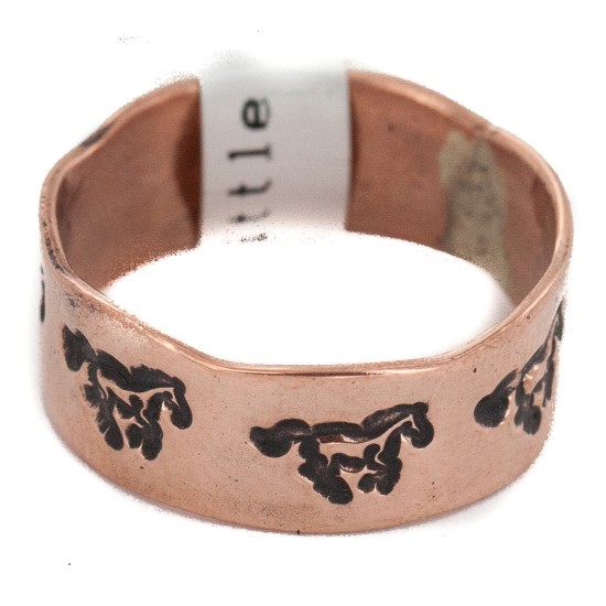 $80 Tag Handmade Certified Authentic Horse Navajo Native American Copper Ring 17093-2 Made by Loma Siiva