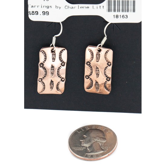 Handmade Certified Authentic Feather Navajo Mountain Pure Copper Dangle Native American Earrings 18163 All Products NB160203235539 18163 (by LomaSiiva)