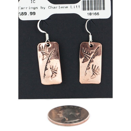 Handmade Certified Authentic Bear Paw Navajo Mountain Pure Copper Dangle Native American Earrings 18166 All Products NB160204000105 18166 (by LomaSiiva)
