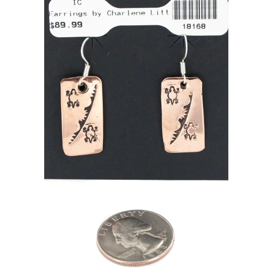 Certified Authentic Handmade Navajo Geco Pure Copper Dangle Native American Earrings 18168 Certified Authentic Handmade Navajo Geco Pure Copper Dangle Native American Earrings 18168