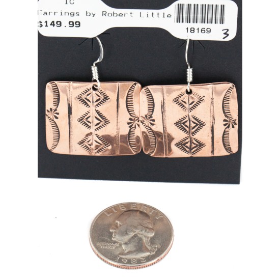 Handmade Certified Authentic Mountain Navajo Pure Copper Dangle Native American Earrings 18169-3 All Products NB160204005513 18169-3 (by LomaSiiva)