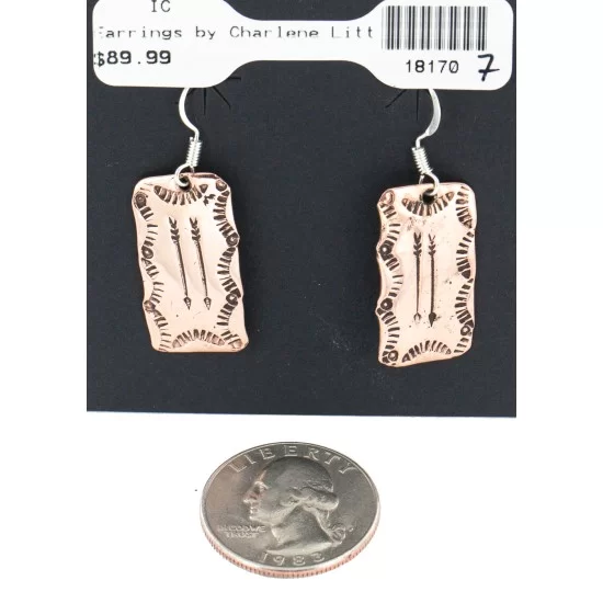 Handmade Certified Authentic Arrow Navajo Pure Copper Native American Dangle Earrings 18170-7