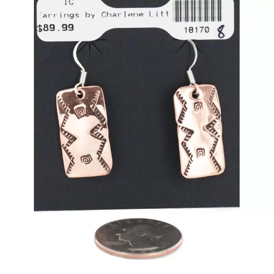 Handmade Certified Authentic Pure Copper Navajo Native American Dangle Earrings 18170-8 Handmade Certified Authentic Pure Copper Navajo Native American Dangle Earrings 18170-8