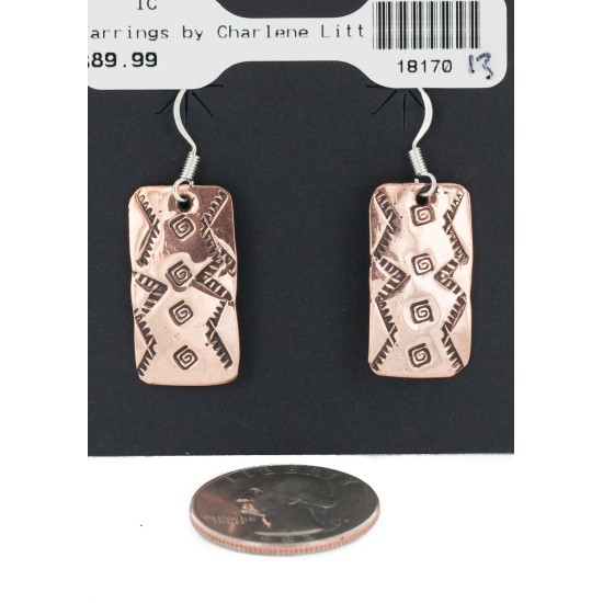 Handmade Certified Authentic Pure Copper Navajo Native American Dangle Earrings 18170-13 Handmade Certified Authentic Pure Copper Navajo Native American Dangle Earrings 18170-13