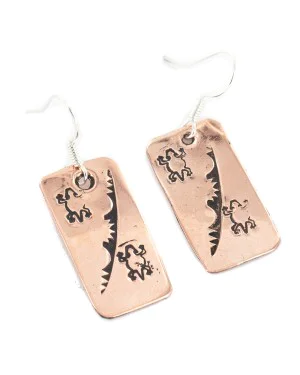Certified Authentic Handmade Navajo Geco Pure Copper Dangle Native American Earrings 18168 Certified Authentic Handmade Navajo Geco Pure Copper Dangle Native American Earrings 18168