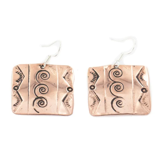 Certified Authentic Handmade Navajo Mountain Wave Pure Copper Dangle Native American Earrings 18169 Certified Authentic Handmade Navajo Mountain Wave Pure Copper Dangle Native American Earrings 18169