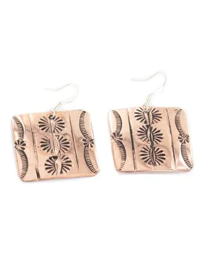 Certified Authentic Handmade Navajo Pure Dangle Copper Native American Earrings 18169-4 Certified Authentic Handmade Navajo Pure Dangle Copper Native American Earrings 18169-4