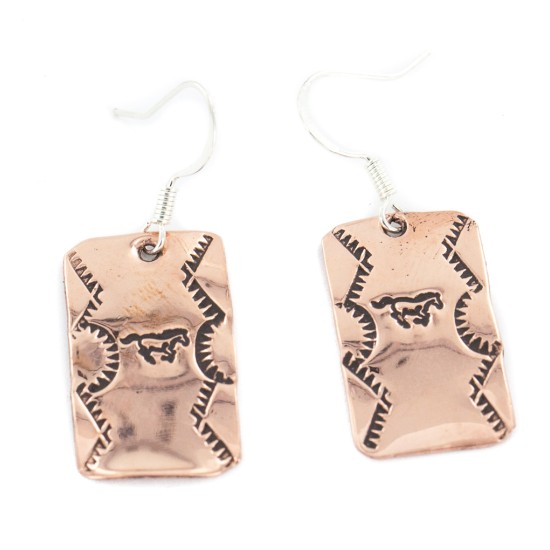 Handmade Certified Authentic Horse Mountain Navajo Pure Copper Native American Dangle Earrings 18170-6 Handmade Certified Authentic Horse Mountain Navajo Pure Copper Native American Dangle Earrings 18170-6