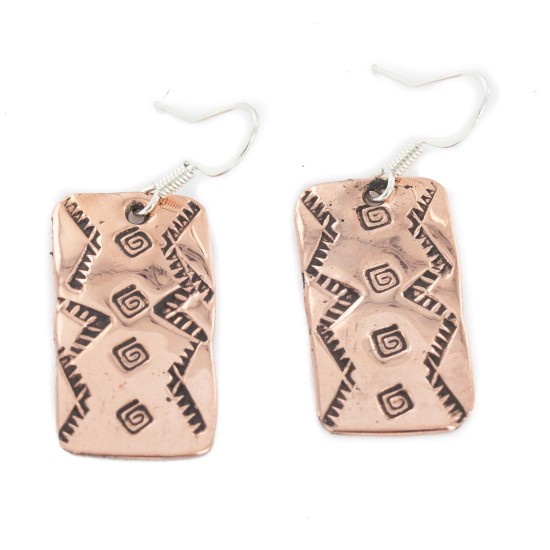 Handmade Certified Authentic Pure Copper Navajo Native American Dangle Earrings 18170-13 Handmade Certified Authentic Pure Copper Navajo Native American Dangle Earrings 18170-13
