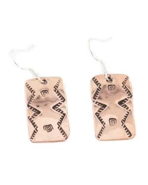 Handmade Certified Authentic Pure Copper Navajo Native American Dangle Earrings 18170-8 Handmade Certified Authentic Pure Copper Navajo Native American Dangle Earrings 18170-8